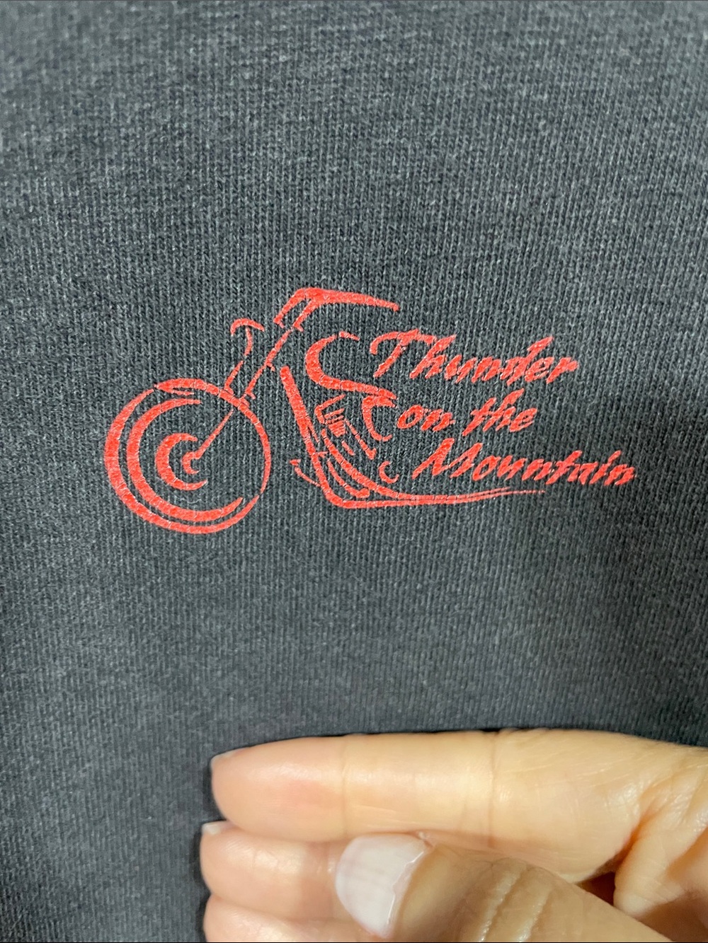 Vintage thunder mountain Black Short Sleeve Tee with Small Red Chest Graphic - Picture 3 of 4